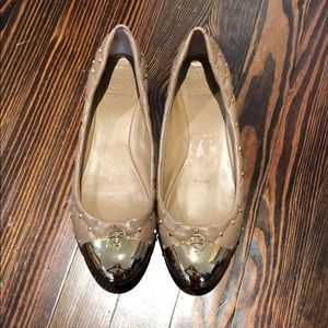 Tory Burch quilted tan leather flats